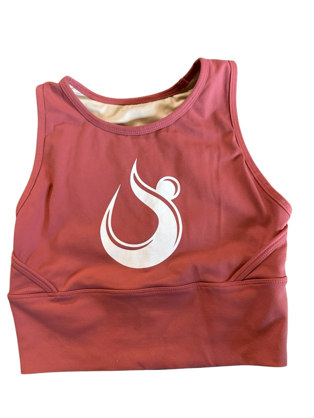Hotworx Small High-Neck Rose Sports Bra with White Logo